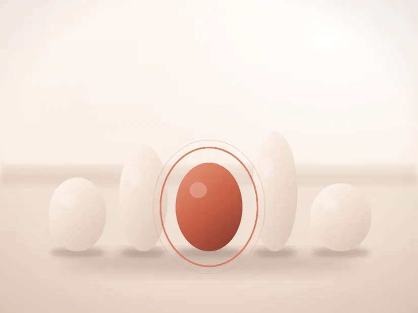 Abstract shapes surrounding a highlighted central form